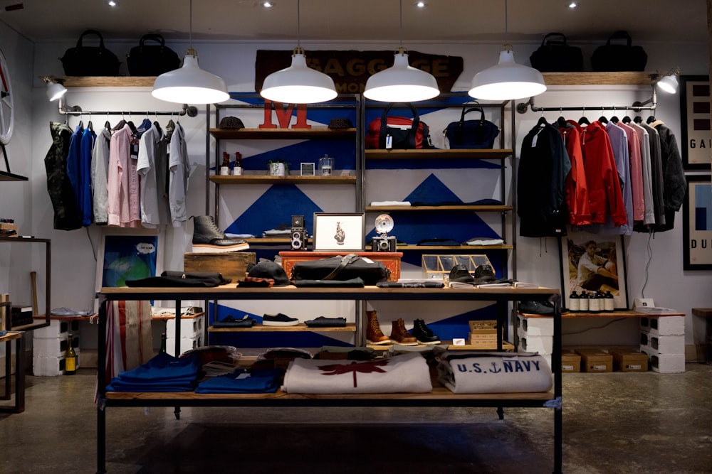 Bright retail space with summer fashion displays